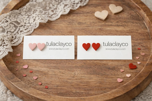 Pink Heart Studs