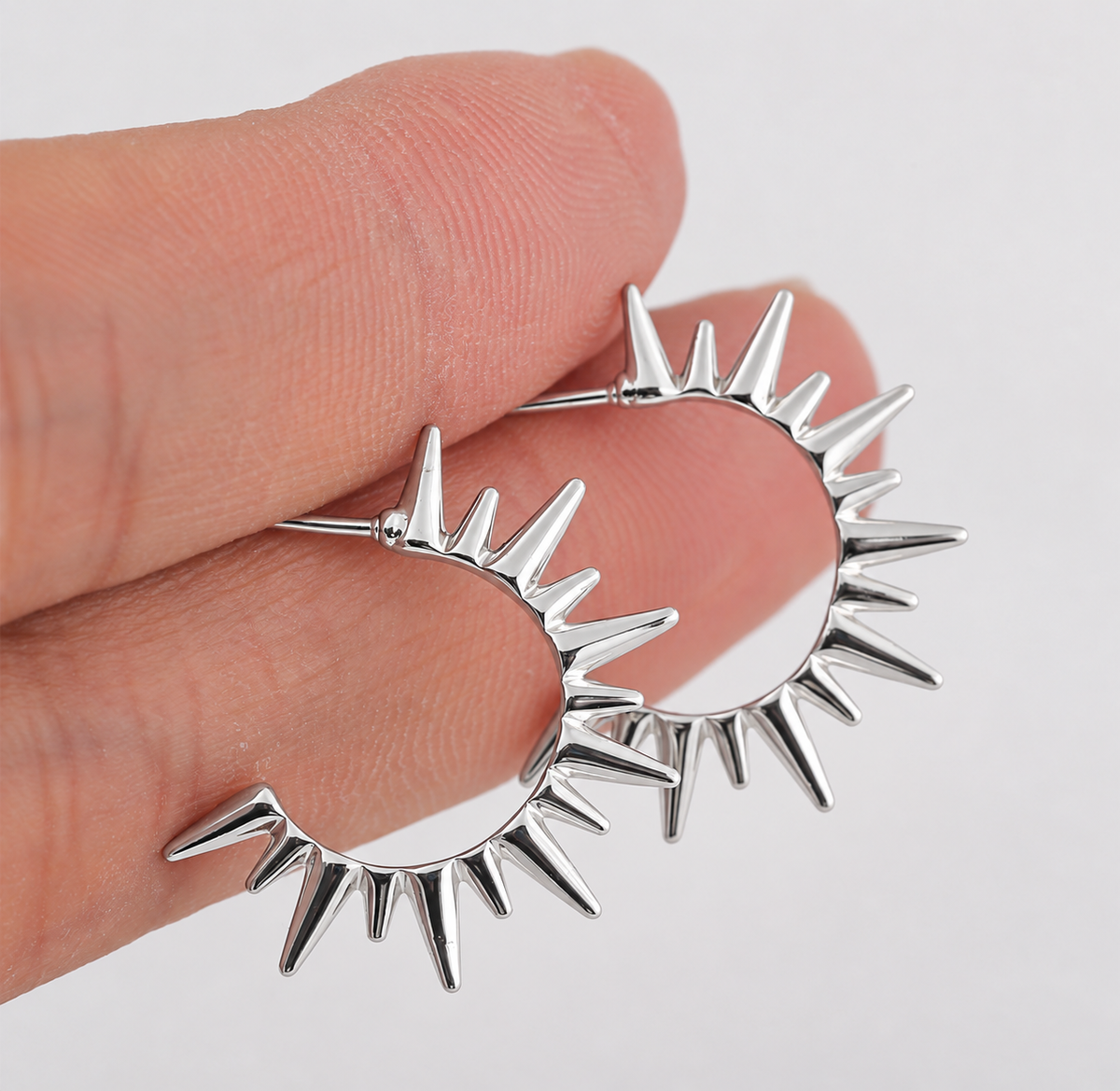 Silver Spiked Hoops