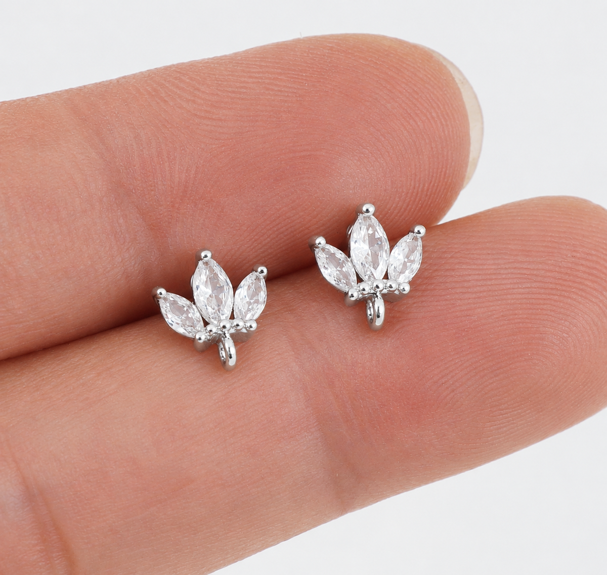 Silver Triple Stone Studs