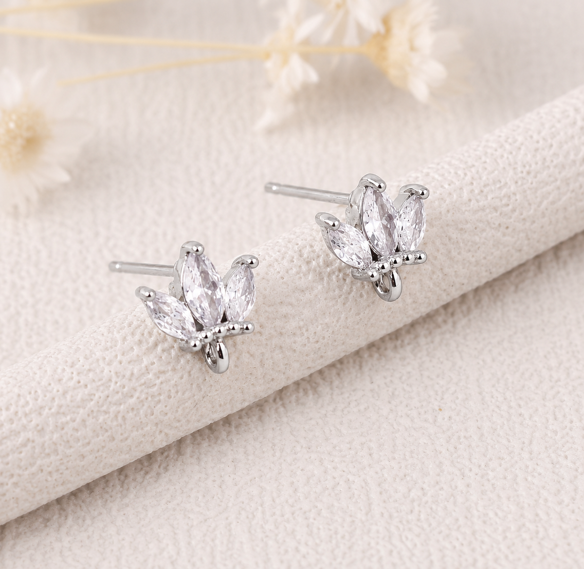 Silver Triple Stone Studs