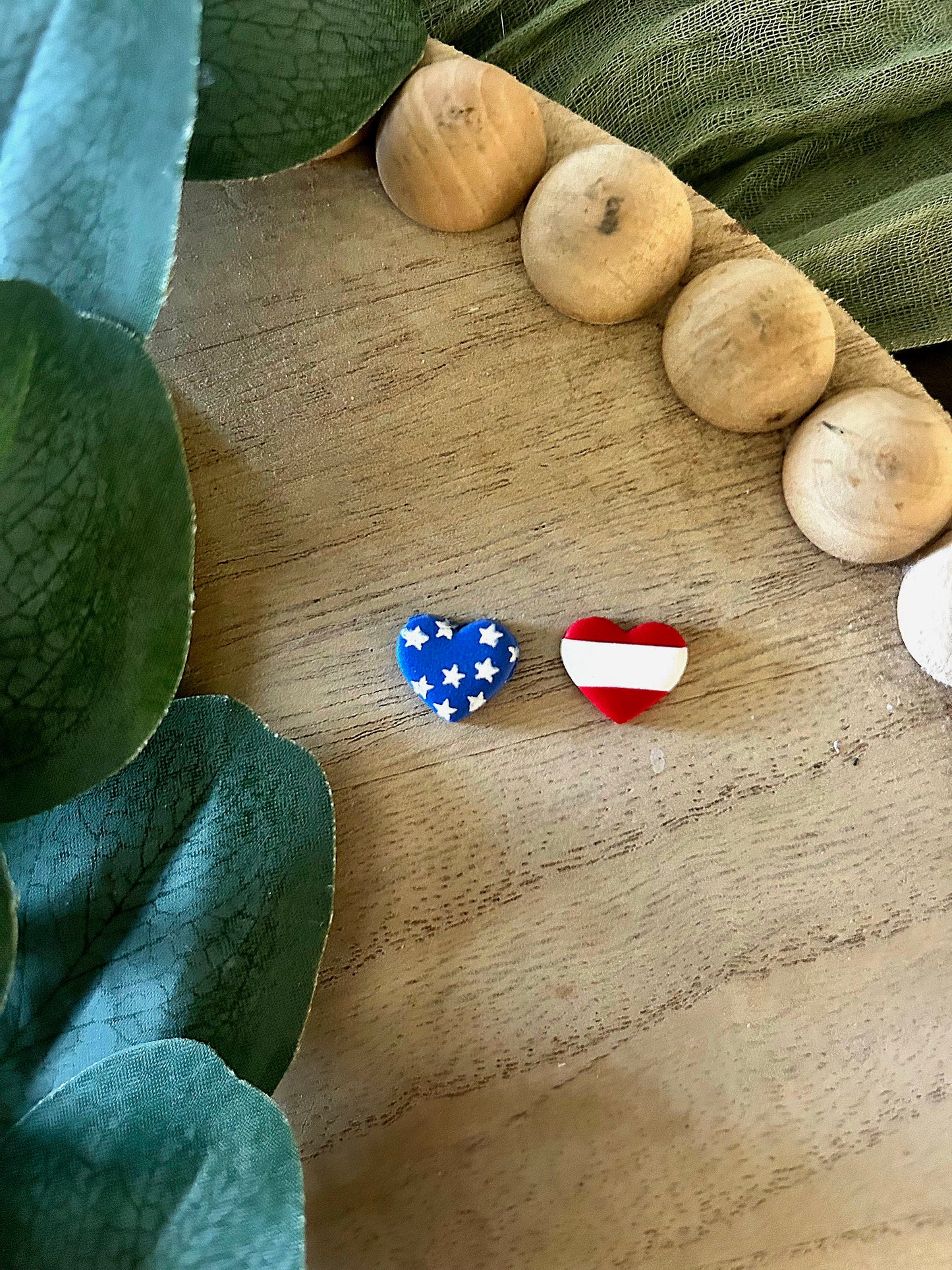 Stars & Stripes Heart Studs