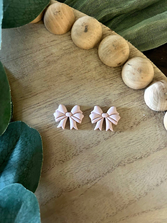 Blush Ruffle Bow Stud