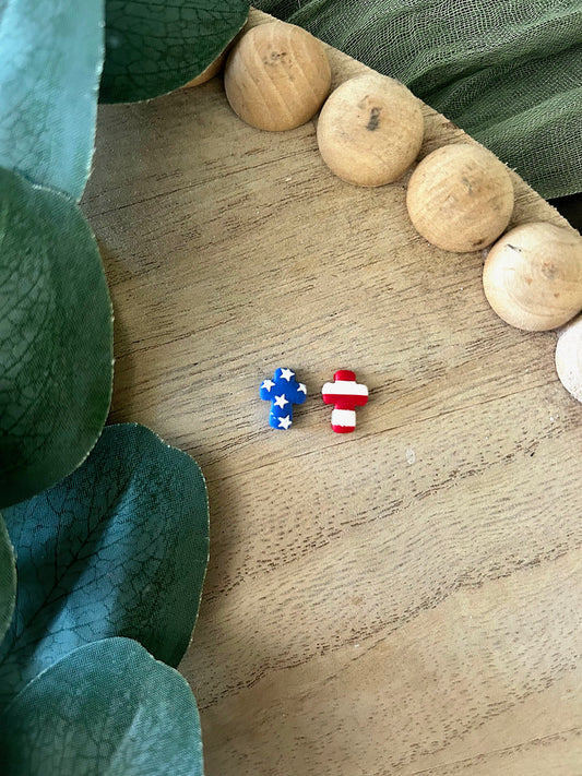 Stars & Stripes Cross Studs