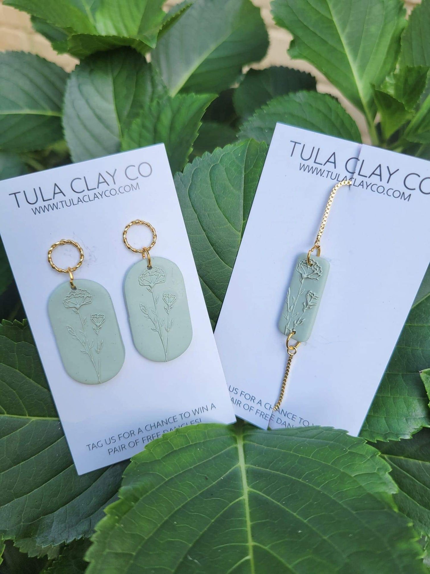 Oval Birth Flower Dangle