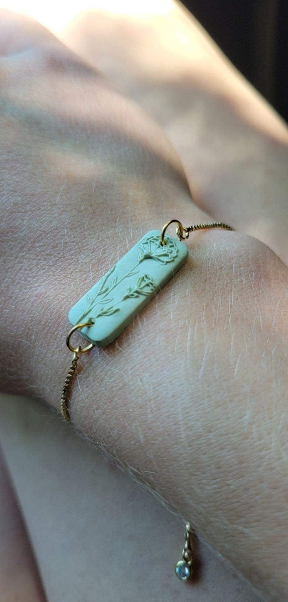 Birth Flower Bar Bracelet