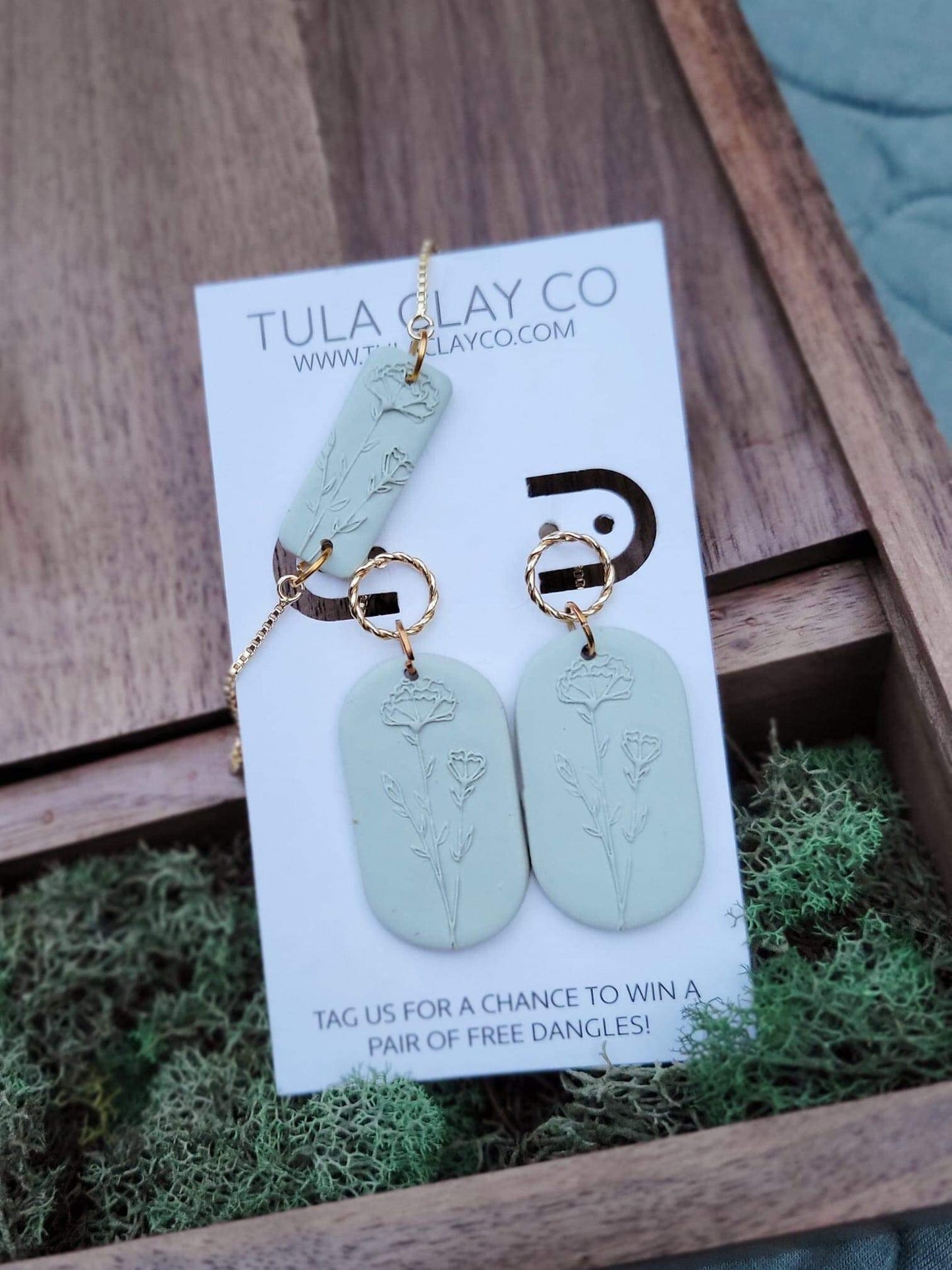 Oval Birth Flower Dangle