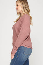 Load image into Gallery viewer, Mauve Long Sleeve Thermal Knit Top
