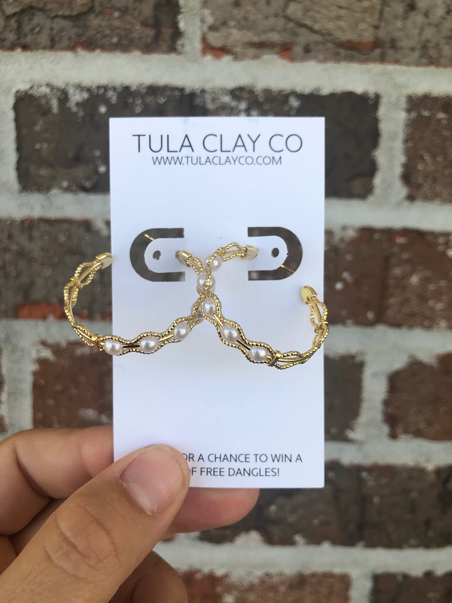 Gold Pearl Hoops