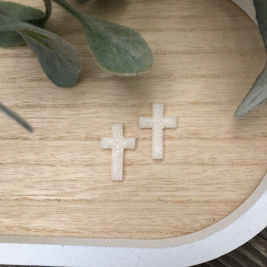 Translucent Floral Cross Stud